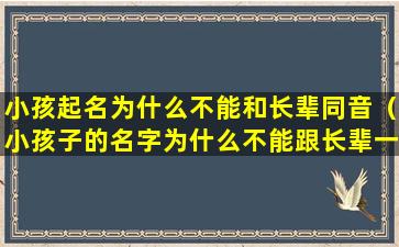 小孩起名为什么不能和长辈同音（小孩子的名字为什么不能跟长辈一个 🐛 读音 💮 ）